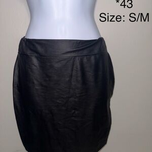 Black Faux Leather Pencil Skirt - Unbranded